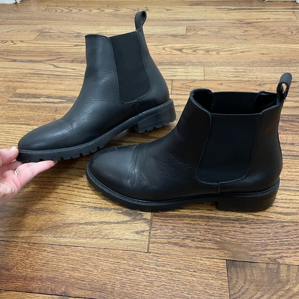Black Leather Chelsea Boots